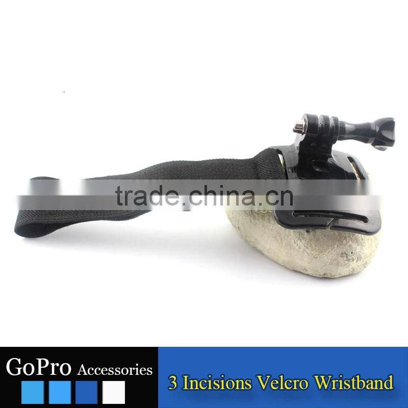 2016 New Wholesale GoPros 3 Incisions Nylon Button Wrist band for gopros heros 4 3 3+ GP06