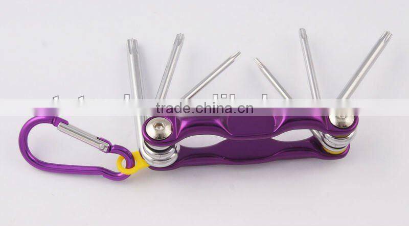 2014 new Stock pocket mini multi aluminium oxide promotion bike keychain tools 602-6