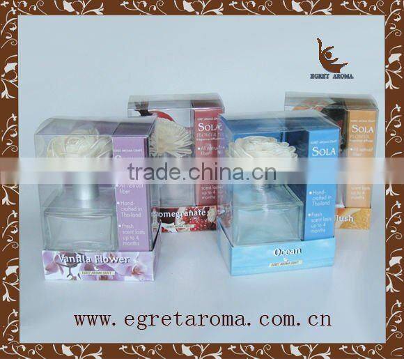 EA3-0851 Chrismas gift set sola flower on square glass bottle natural scent diffuser fragrance diffuser