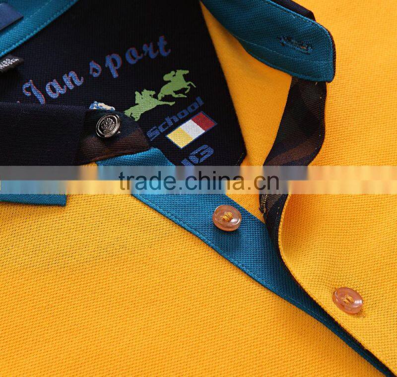 2016 long sleeve blank double mercerized cotton polo shirt