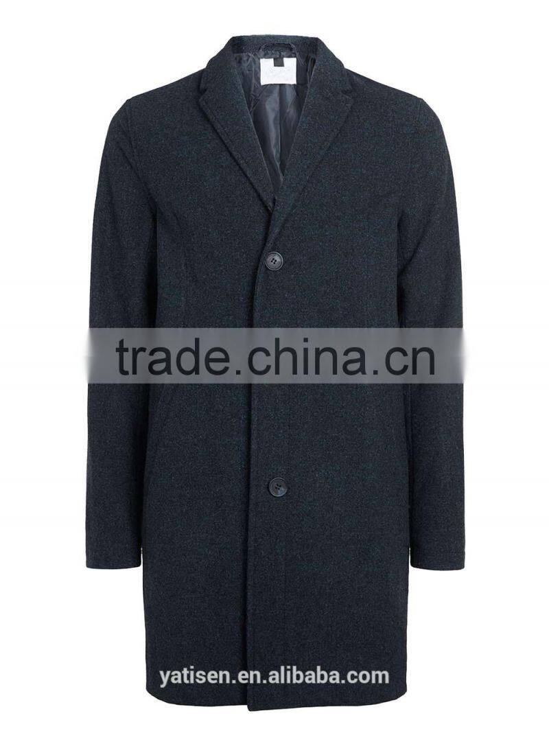 Navy Wool Crombie Overcoat mens single breasted trench overcoat lapel turn-down collar winter coat jacket