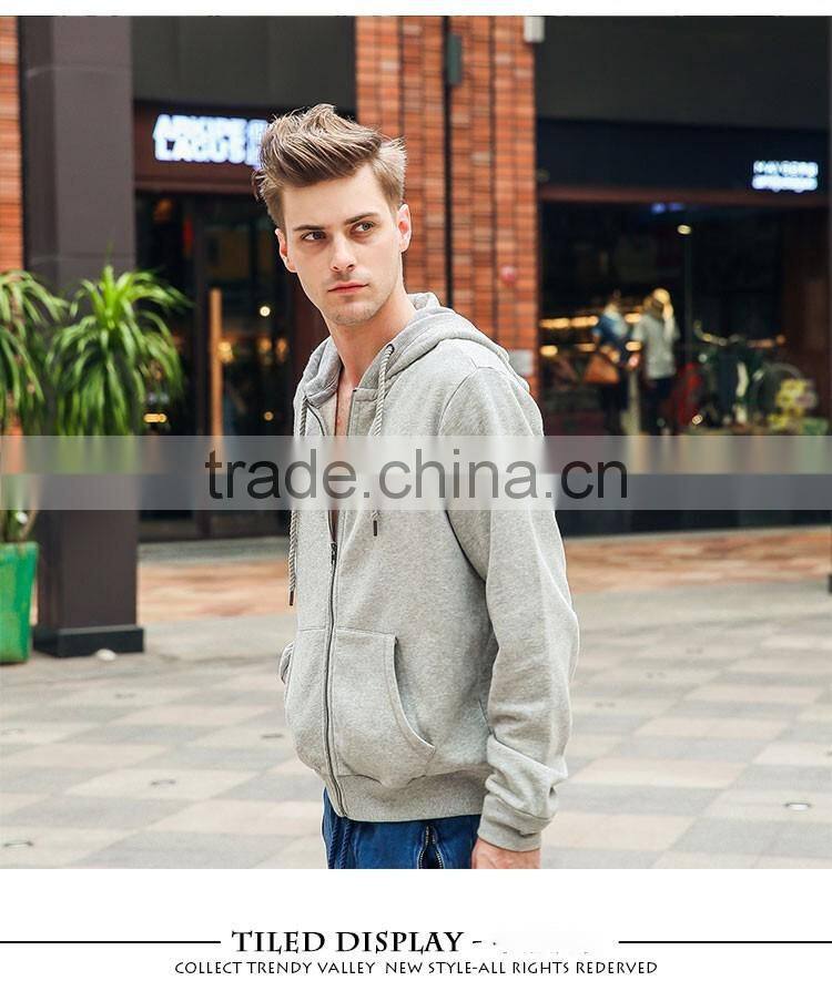 Men pure color full zip fleece hoodie wholesale in jiangxi youth thin zipper hooded jacket
