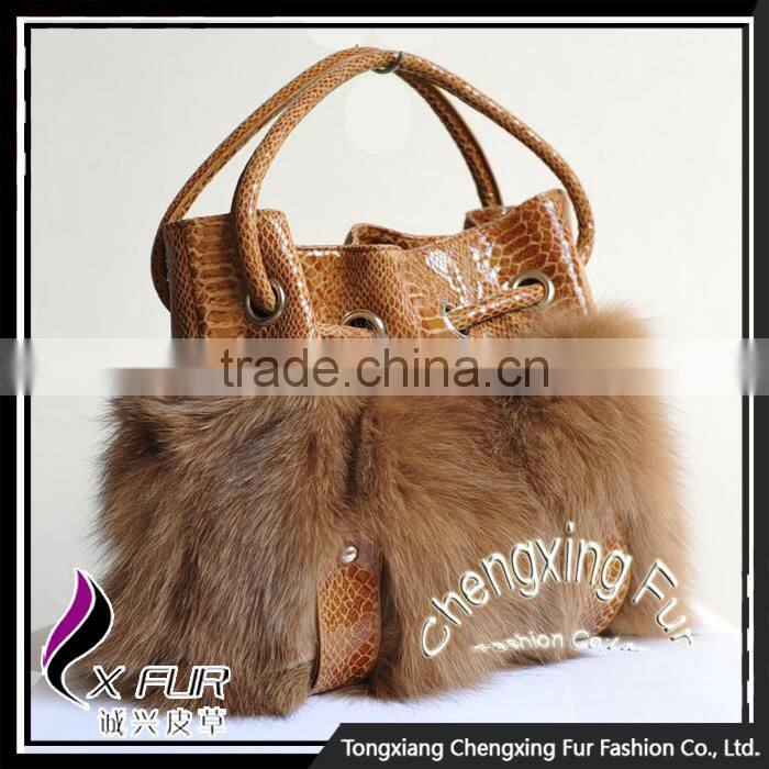 CX-H-27B Best Selling Women Fox Fur Hand Bag Handbag