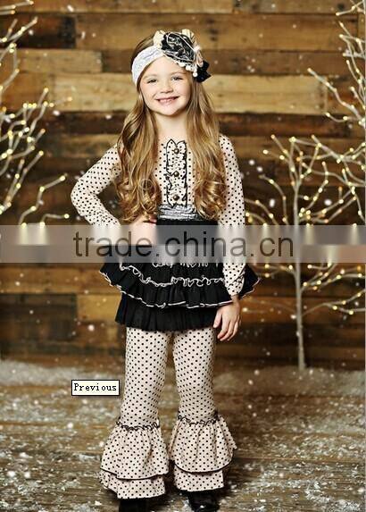 2015 fashion kids wear ruffle cotton outfits sets fancy clothes wholesale children clothing set