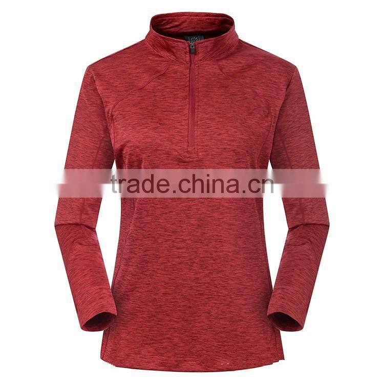 Wholesale Women Half Zip Plain Fitted Dry Fitted Shirts