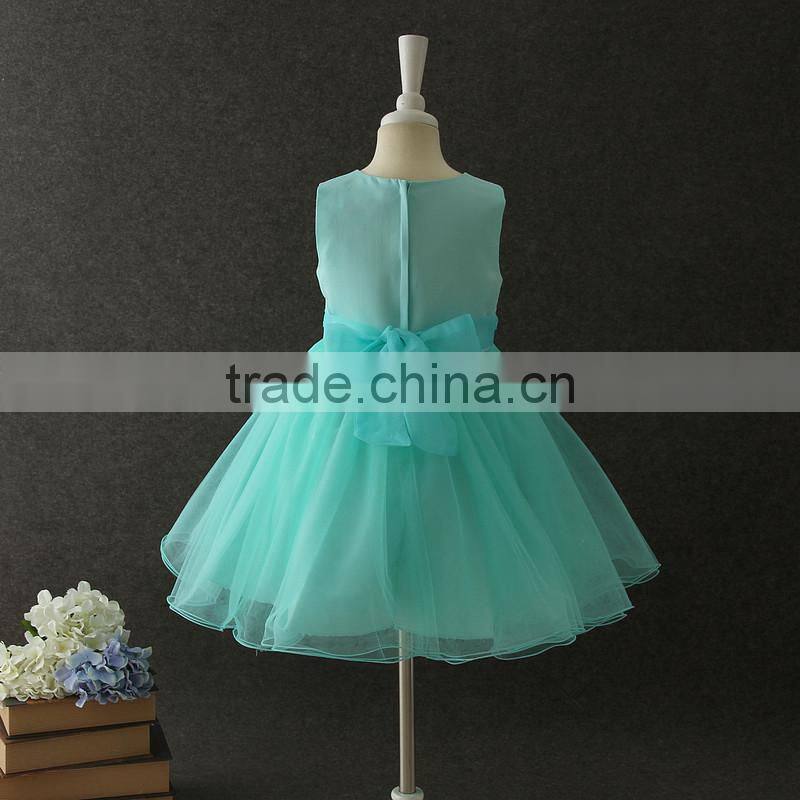 2017 Indian girls without dress pictures summer green Flower Puffy party dress Turkey girls shining Performance dance dresses