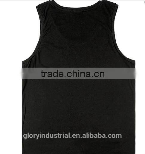 2015 wholesale black printed men gym tank tops in bulk