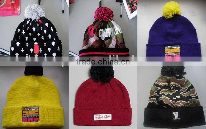 Teenager Knitted Hats/Custom Acrylic Knit Hats/Striped Knitted Hats