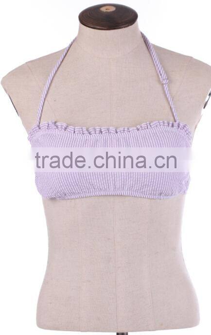 New Arrival Chevron Striped Seersucker Bandeau Top