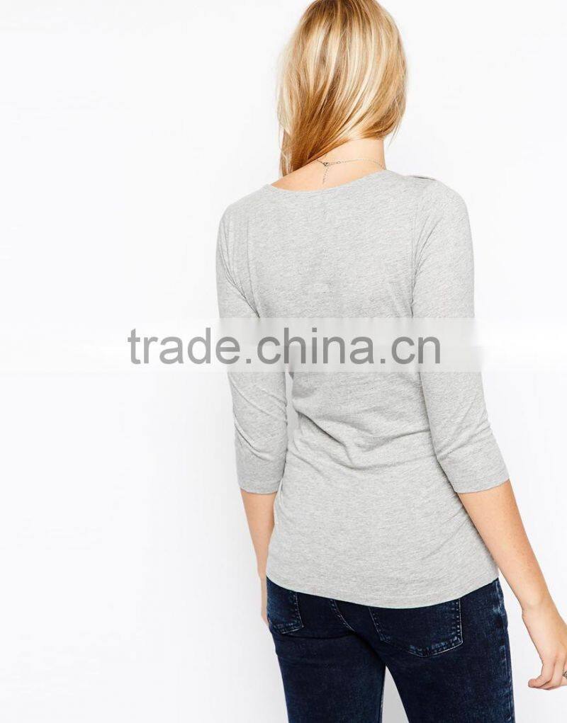New Look Maternity 3/4 Sleeve Boatneck Top
