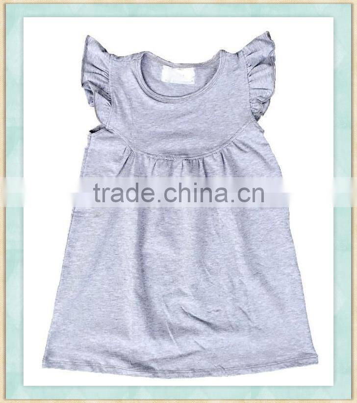 Latest tops designs girls flutter sleeve gray bulk tops children's boutique clothing school