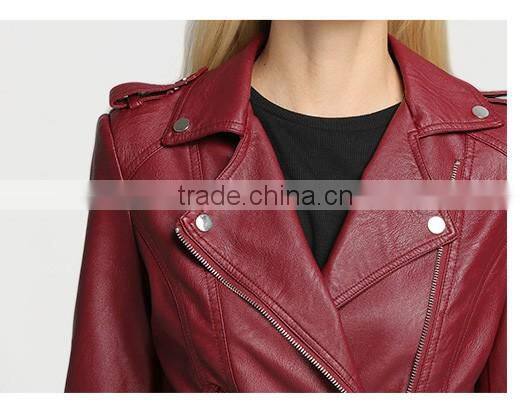 2017 latest designs lady casual fashion women leather jacket for wholesale winter coat leather