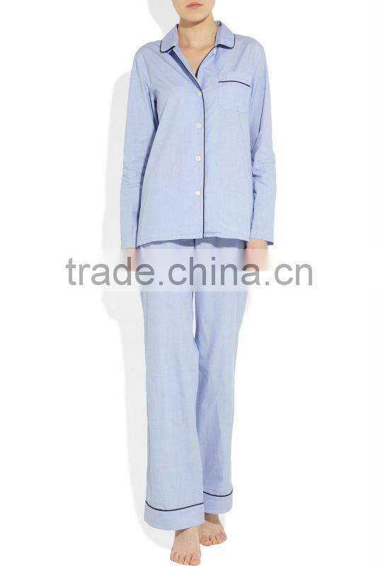 piped cotton pajama set