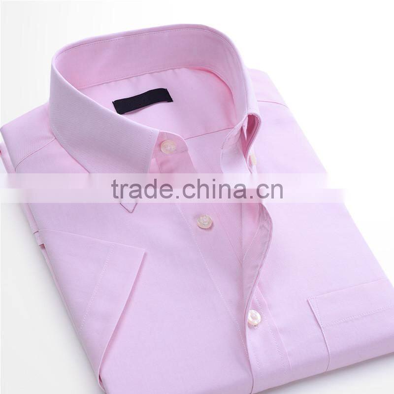 Mens Cotton CVC TC White red short sleeve Oxford Shirt