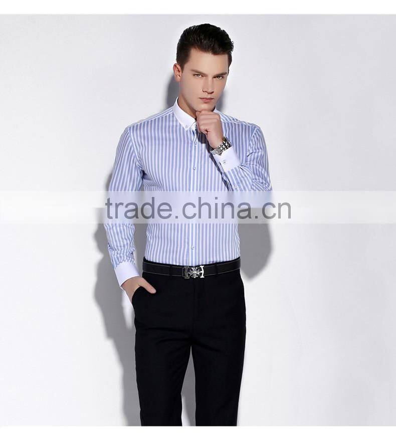 Classic fashion 100% cotton white collar & cuff long sleeve shirt dress men