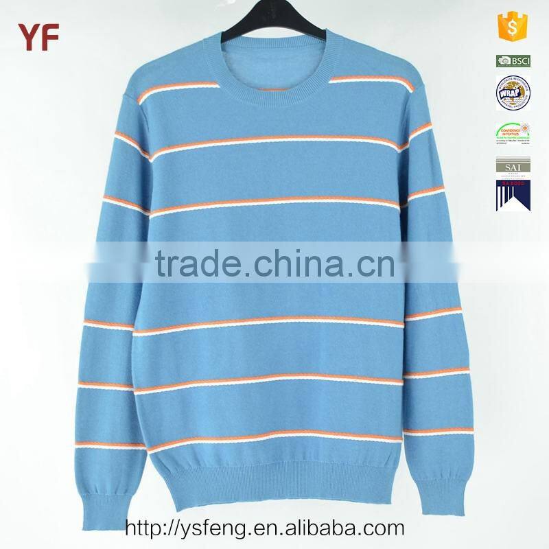 100% Cotton Plain Striped Computerized Sweater
