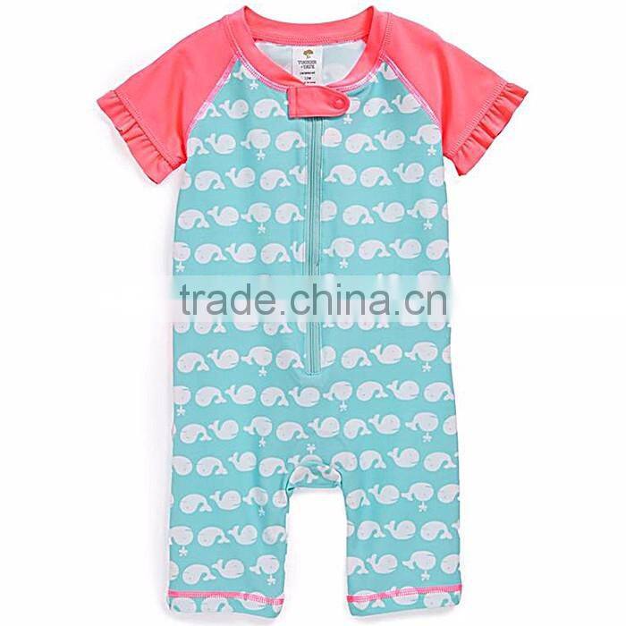 UV protection 50+ kids one piece half zipper custom printed rash guard