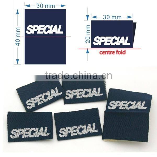 Customized garment labels/woven labels/main label/embroidered tag loop fold WLF-001