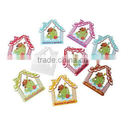 Mixed Christmas Tree Snowhouse Pattern Wood Charm Pendants 6.8cmx6.6cm