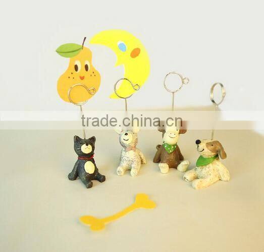 Novel cute cartoon animal shape name card paper clips stand resin craft for logo custom