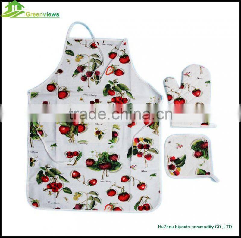 Kitchen apron oven mitt set apron set christmas towel&kitchen set&pot holder 3pcs/set