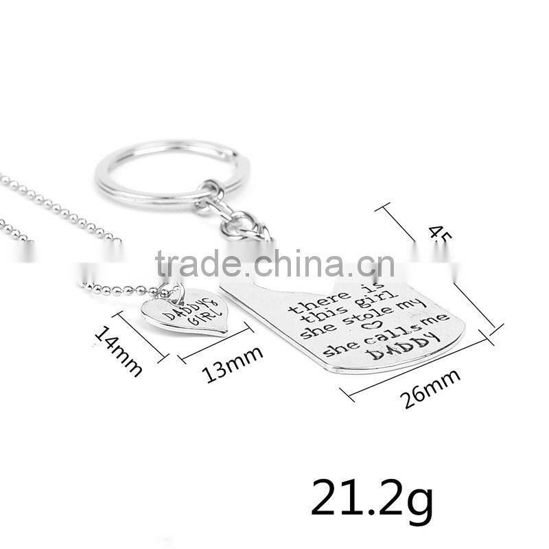 Fashion DIY Keychain and Necklace Heart Gift New Mommy Daddy Mother Father's Day