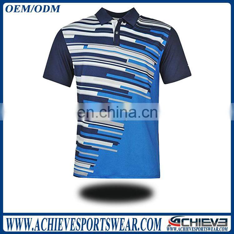 2017 New lifestyle men polo shirts sports performance stripes sublimated polo tshirts