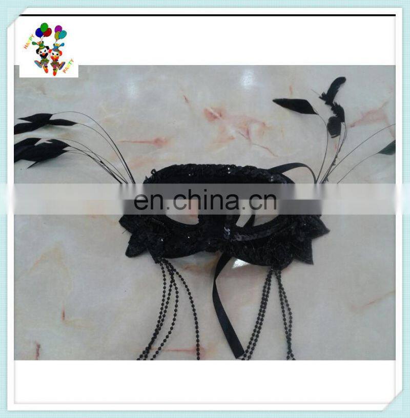 Carnival Mardi Gras Masquerade Black Sequin Party Masks HPC-0461