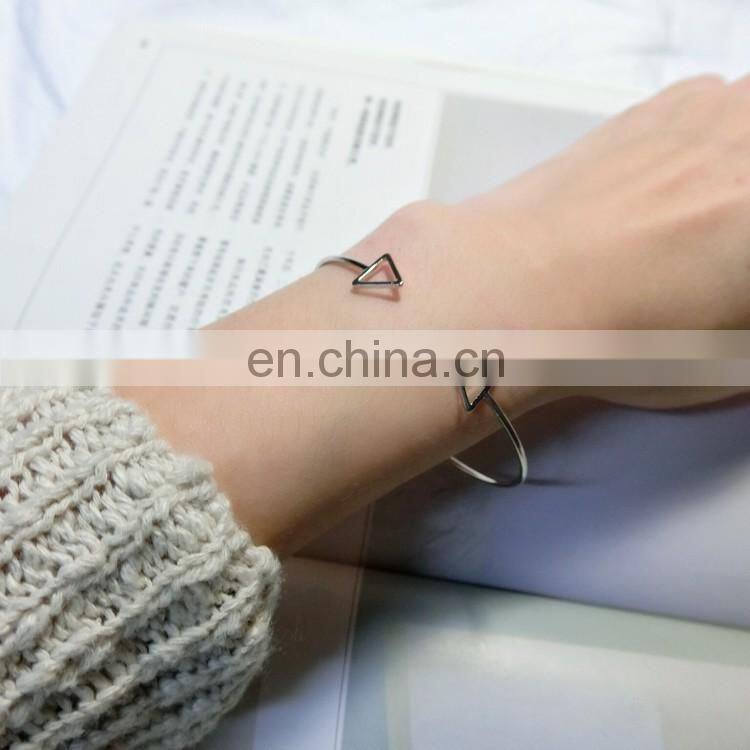 Hollow Triangle Square Geometric Opening Alloy Bangle Bracelet
