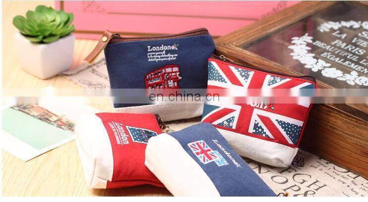 Unisex Cheapest Canvas Cartoon England Style Retro Small Coin Change Purse Lady Mini Coin Wallet Key Car Pouch Little Money Bag