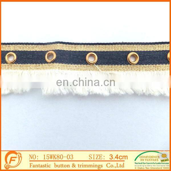 fashion nice fringe with metal ring for clothes