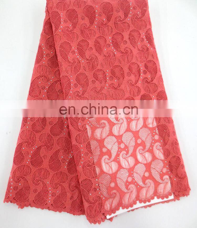 Fashion wedding lace with stoneFushia guipure laceWholesale chemical lace