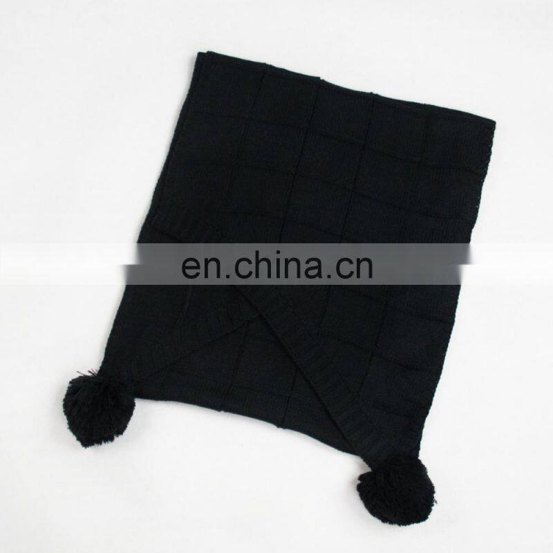 100% acrylic women scarf plaids big long shawl pure color black