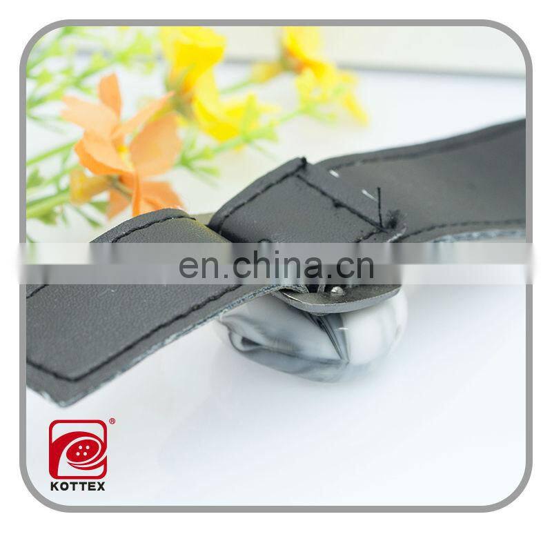 Leather Toggle belt button with metal buckle for coats
