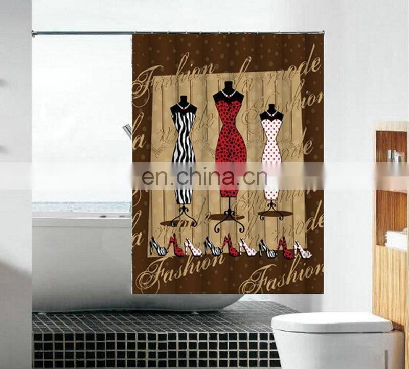 Customized African Print Digital Printing Waterproof Shower Curtain