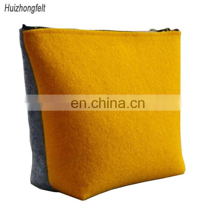 Felt Makeup Bag Zipper Pouch Blue Cosmetics Bag Christmas Gift for Mom