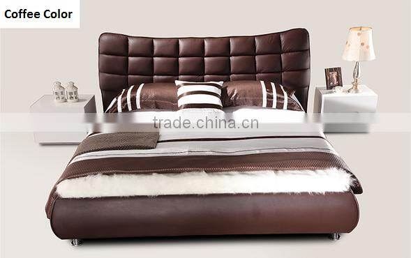 White double size leather modern furniture bed