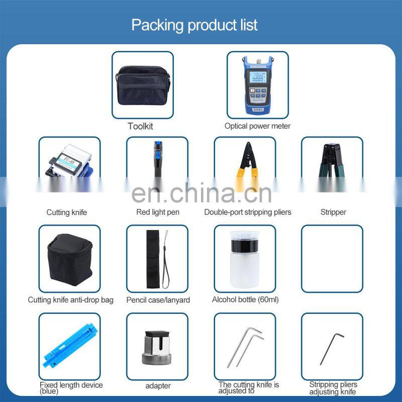 KLS-01 Fiber Optic FTTH Tool Kits Fiber Optic Tools With Optical Power Meter Red Light Pen Fiber Cleaver