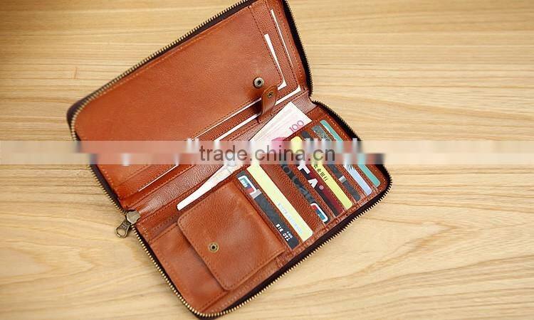 vintage style cowhide leather cell phone case wallet men clutch wallet with phone holder