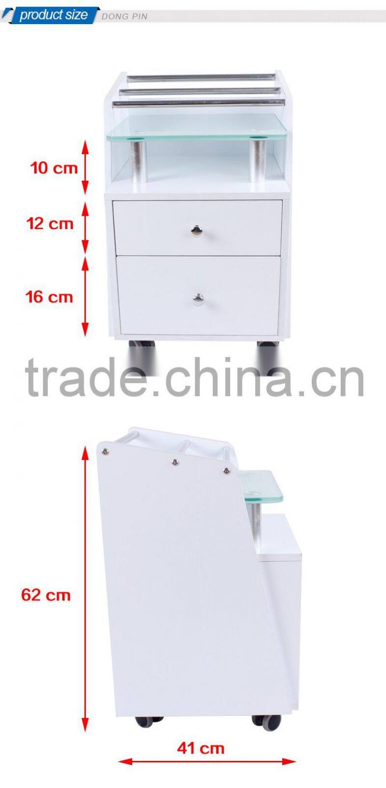 hair salon trolley with glass