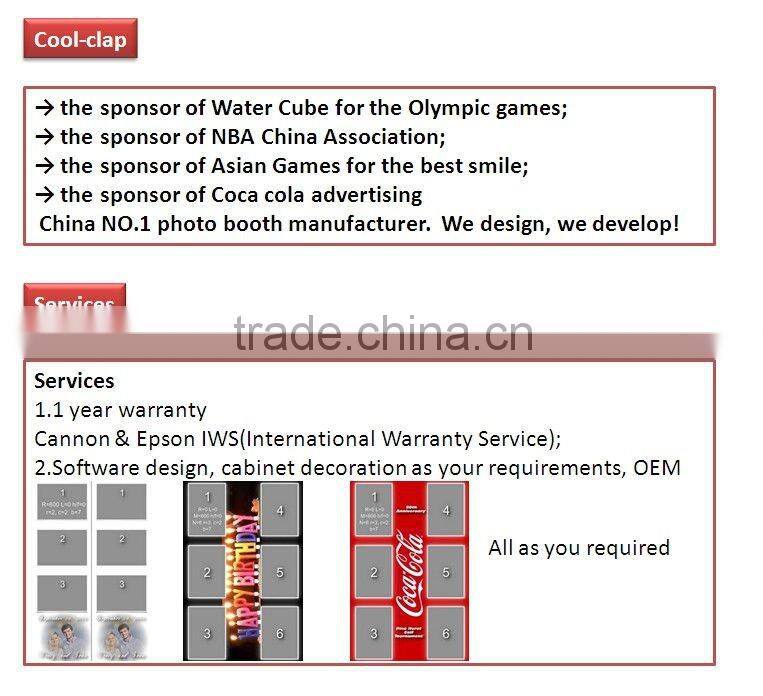 2014 New Touch Screen Self-service PhotoBooth For Wedding & Party Events