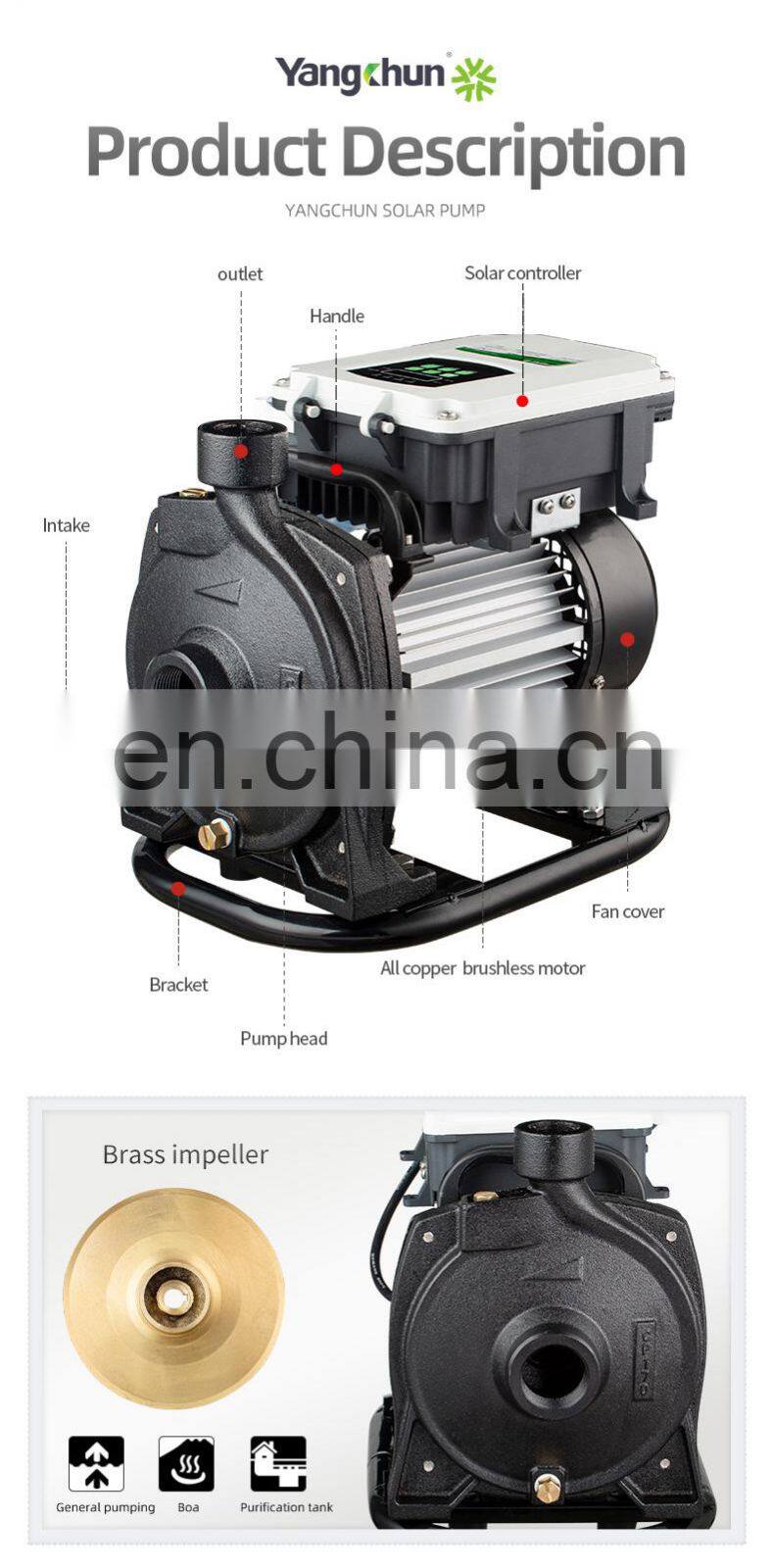 High Head Surface Water 2hp Solar Water Centrifugal Pump For Irrigation