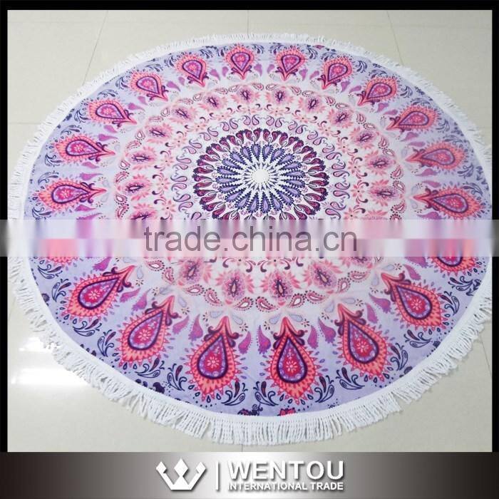 Round Shape Woven Technics Tassel Round Beach Towel
