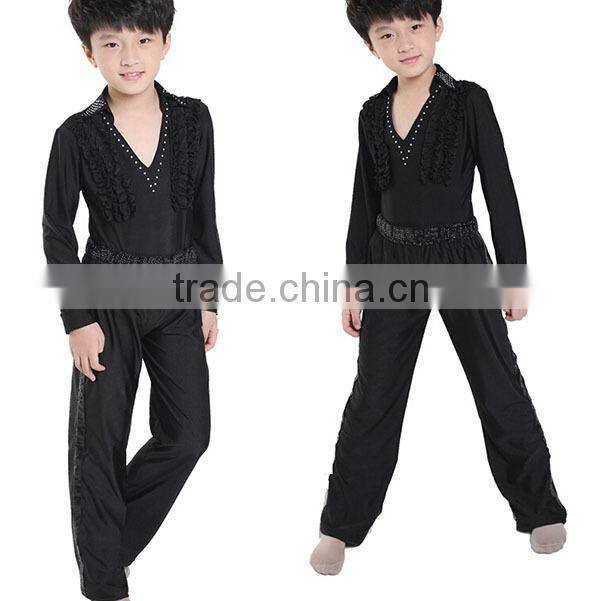 Promotion fashion Long sleeve and pants children Ballroom Dance Practice Costume for boys Latin Jazz Dance Wear