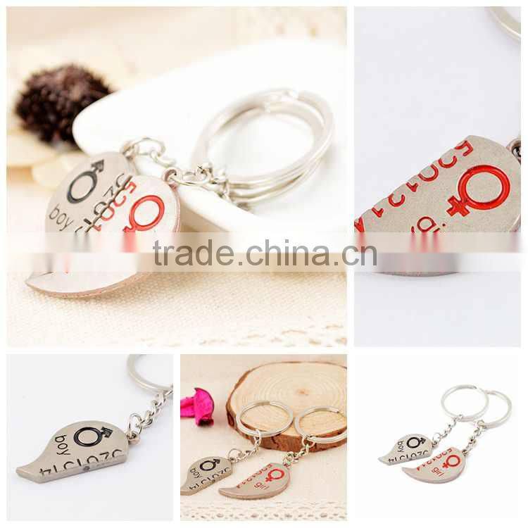 promotional gift couple heart keychains