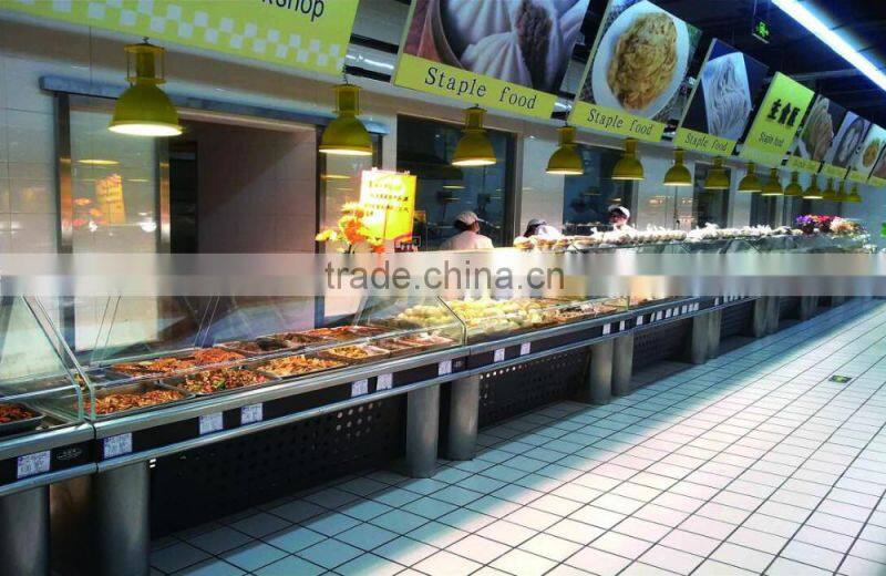 APEX glass door food display counter for warm cold and normal style