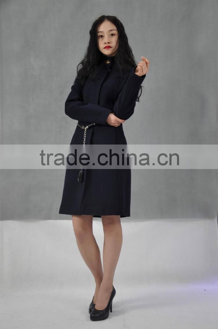 2016 made in China hot sale wool women's coat wholesale price keep warm ladies long coat design