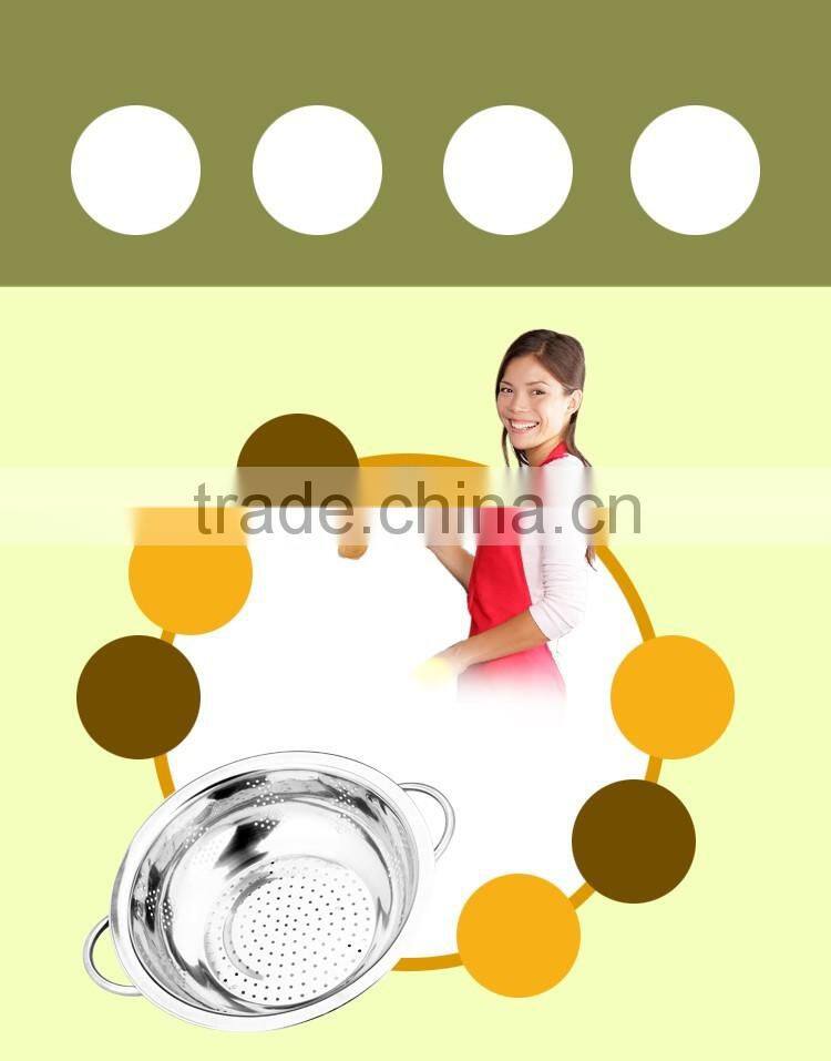2016 hot kitchenware vegetable strainer basket/ stainless Drain basin/ Fruit Rice Colander