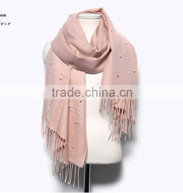 Wholesale New Tassel Wool Acrylic Pearl Fashion Ladies Shawls and Scarves Pashmina