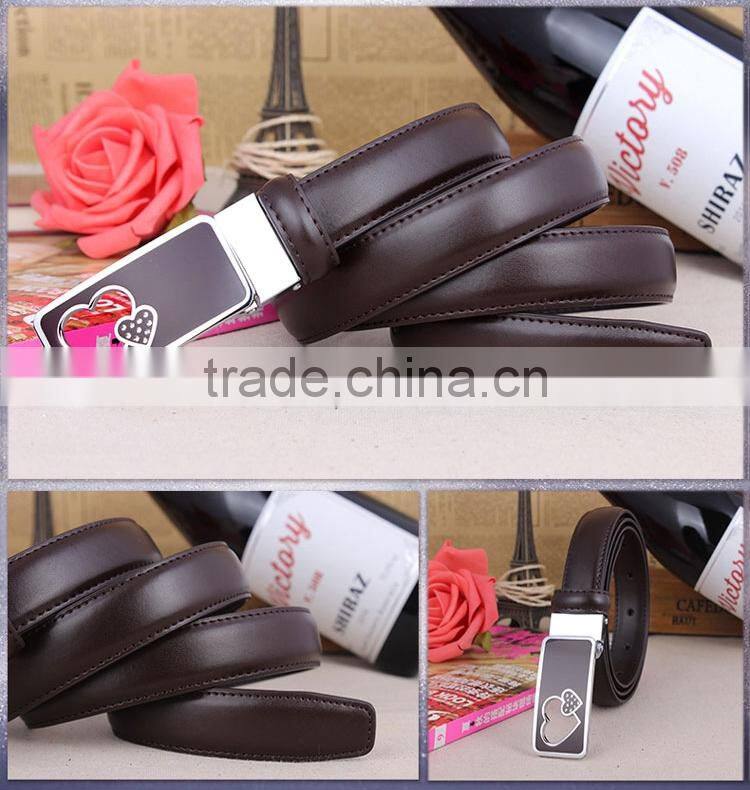Fashion Women's Automatic Buckle Love Diamond Lady Leather Belt